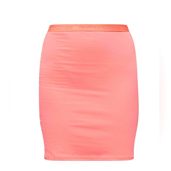 PRETTYLITTLETHING Coral Bodycon Mini Skirt  Size 4 - Picture 2 of 5